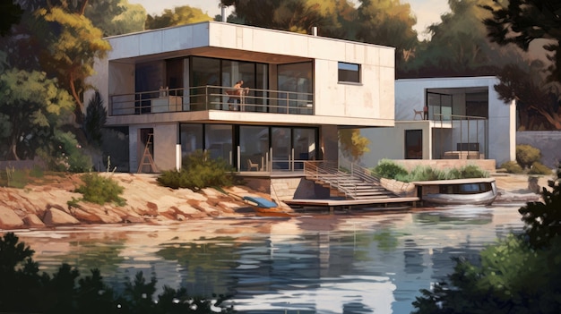 River House HD 8K background Wallpaper Stock Photographic image