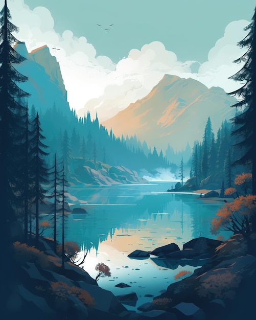 River illustration lofi