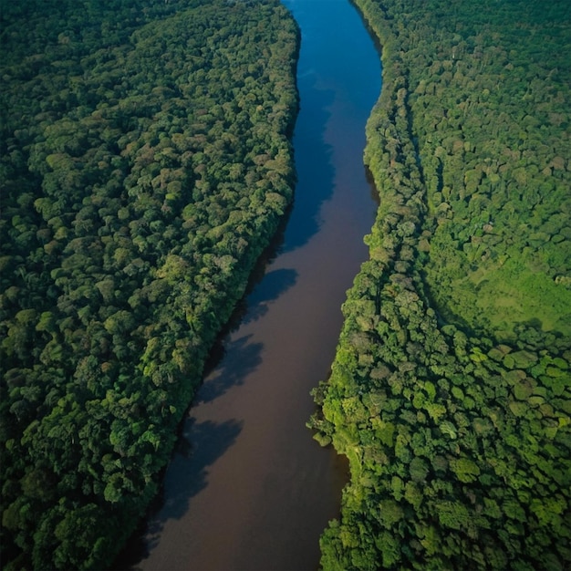 Photo a river is flowing through a forest with a river flowing through it