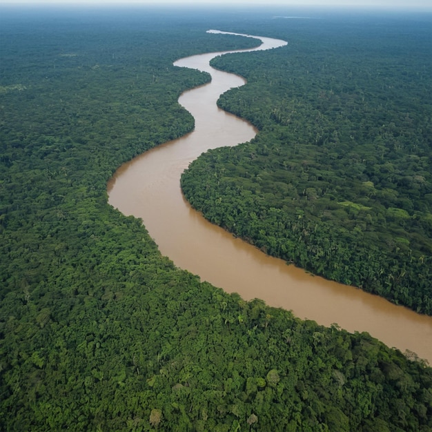 a river is flowing through a jungle with a river running through it