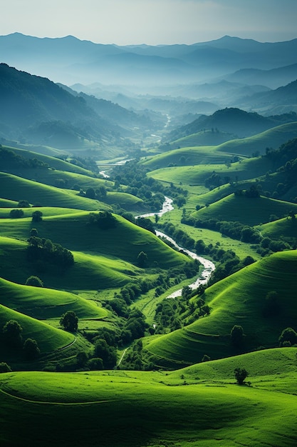 Photo a river landscape mountains