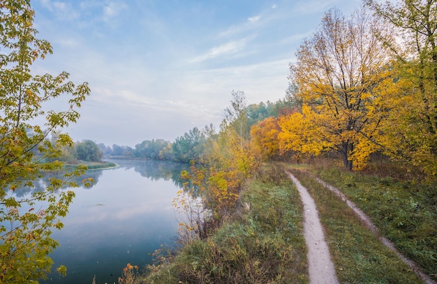 River And Road Autumn Landscape