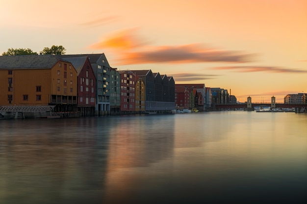 River Trondheim at Sunset time