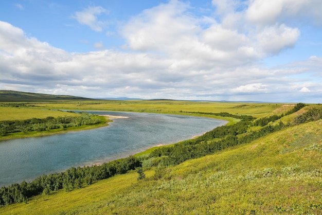 The river in the tundra of the Yamal