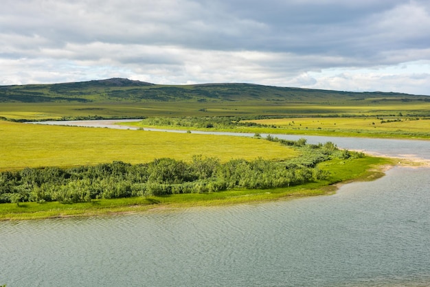 The river in the tundra of the Yamal