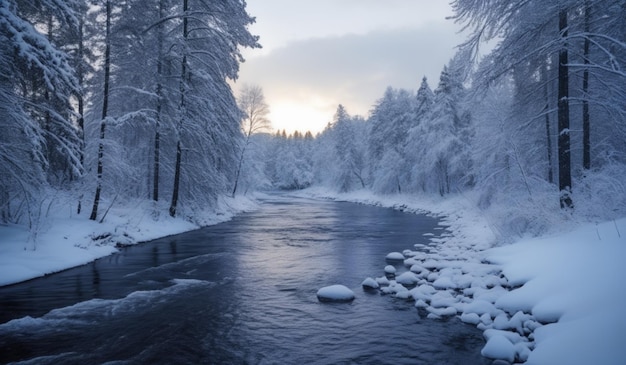 Photo a river in the winter