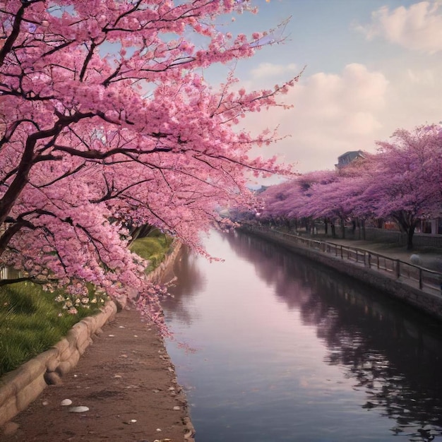 Photo a river with a bridge and a river with a bridge in the background