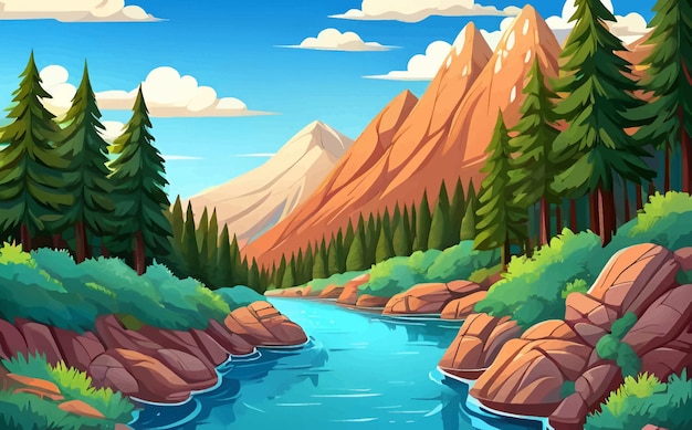 Photo a river with mountains and trees on it