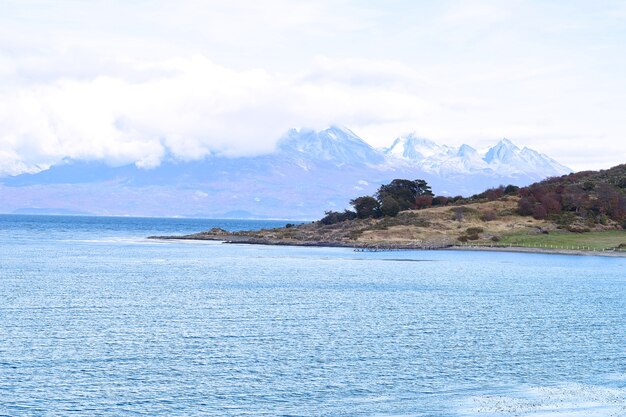 River with mountains.