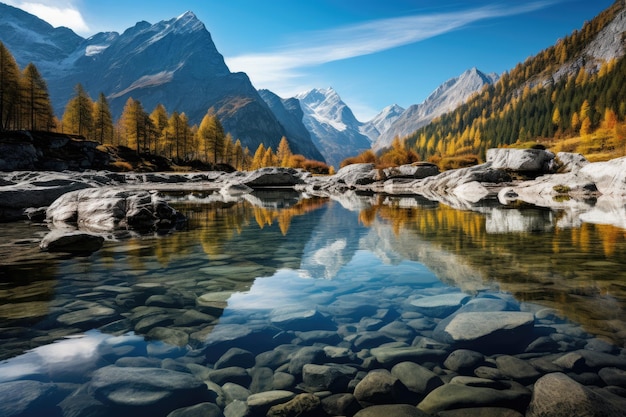 a river with rocks and trees