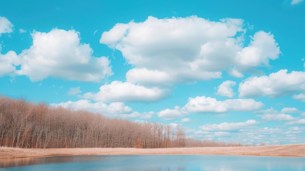 a river with trees and clouds in the sky