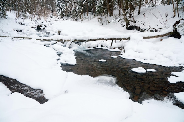 Rivers in winter with snow and ice