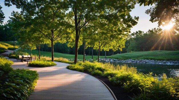 Riverside Path Next to River