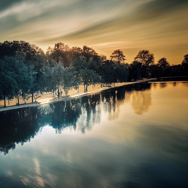 Riverside Town Landscape