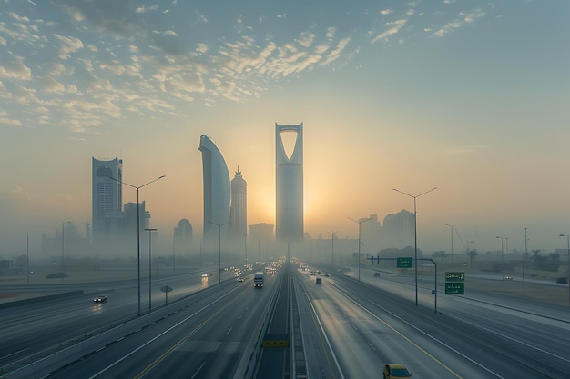 The Riyadh Tower and the Riyadh skyline during the day