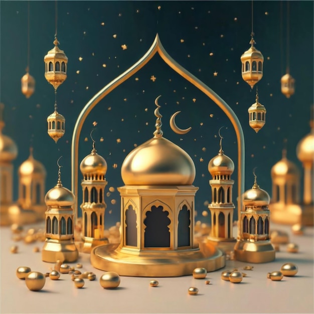 Rmadan and eid golden color musque background