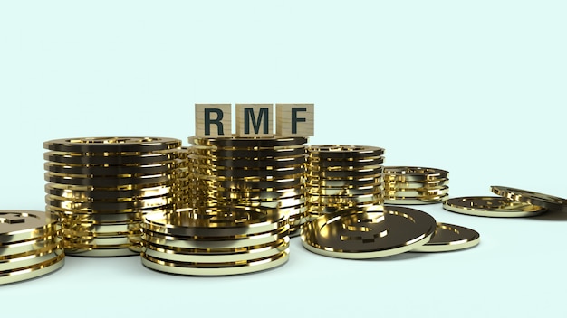 rmf text on wooden cube and coons, 3d rendering