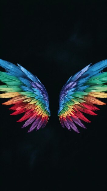 Photo rnbow wings isolated on black background