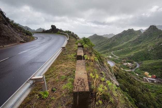 Road in Anaga mountains in Tenerife island, Canary islands, Spain.