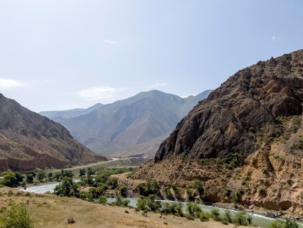 The road on the bank of the Panj River