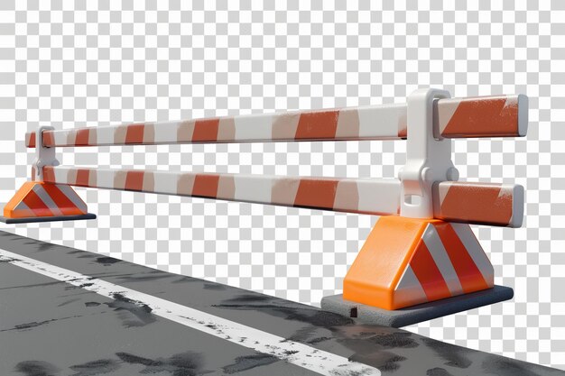 Photo road barriers isolated in transparent background