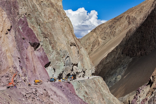 Road construction in Himalayas