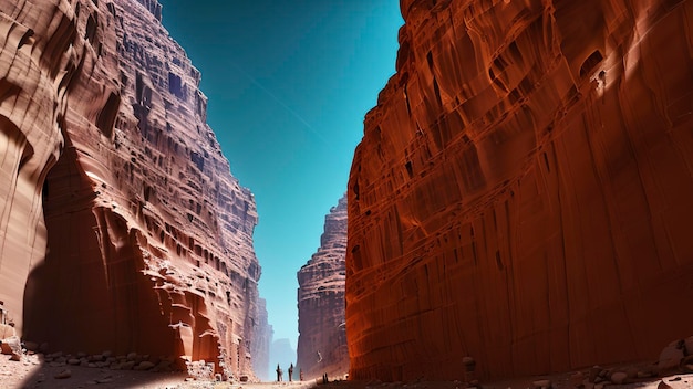 A road in the desert with a blue sky