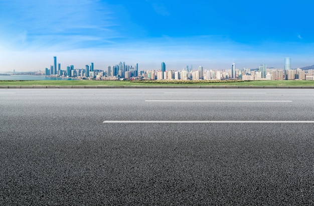 Road ground and urban architectural landscape