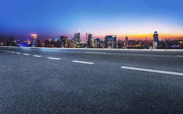 Road ground and urban architectural landscape