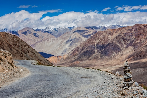 Road in Himalayas near Kardung La pass