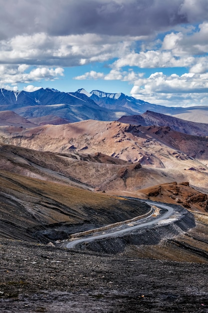 Road in Himalayas with mountains