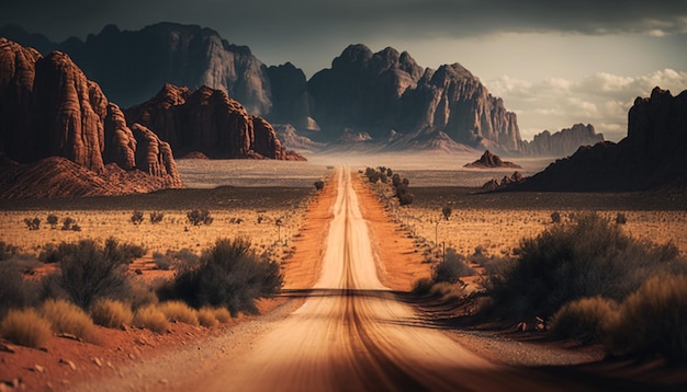 A road leading to the mountains