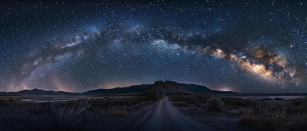 a road in the middle of a desert with a mountain in the background