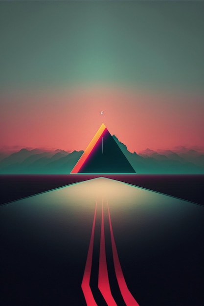 Road in the middle of a desert with mountains in the background generative ai