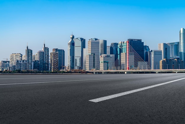 Road and modern city buildings landscape skyline