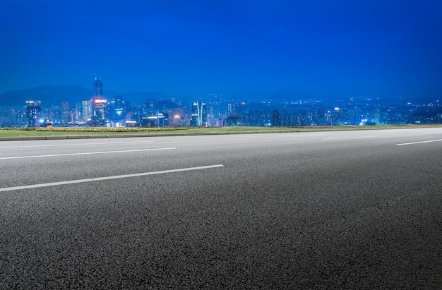 Road and modern city buildings landscape skyline