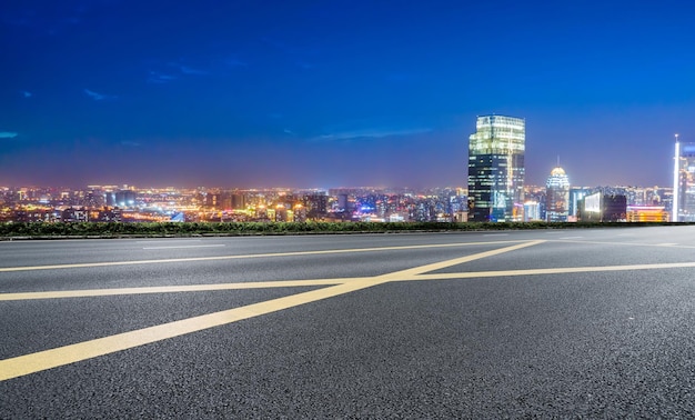 Road and modern city buildings landscape skyline