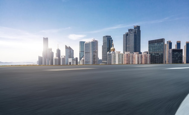 Road and modern city buildings landscape skyline