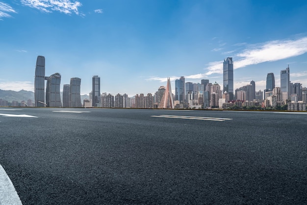 Road and modern city buildings landscape skyline