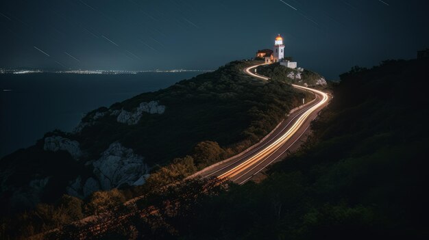 road mountain night