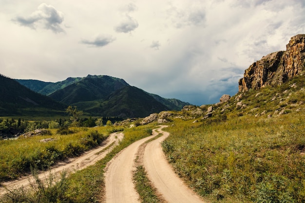 Road in a mountainous area. 