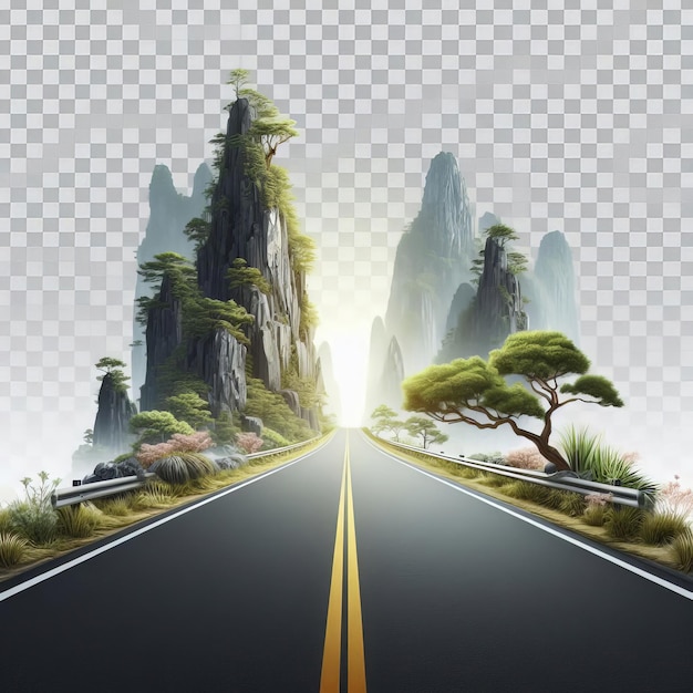 road or path leading forward Hyperrealistic Highly Detailed Isolated On Transparent Background