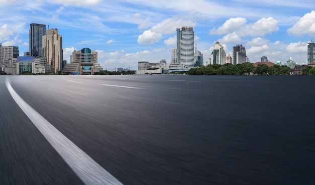 Road Pavement and Ningbo Architecture Construction Skyline