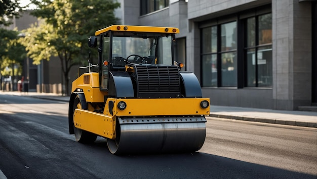 Photo road roller asphalt laying