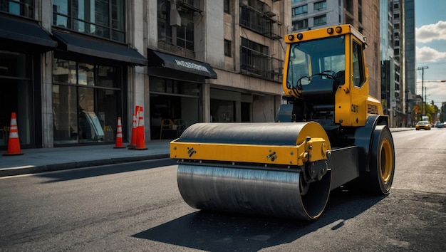 Photo road roller asphalt laying