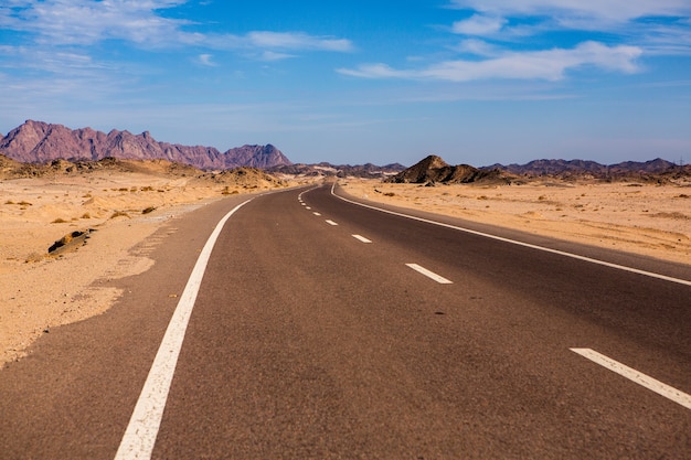 Road in the sahara desert of Egypt