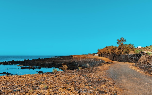 Road next to the sea Linosa Sicily