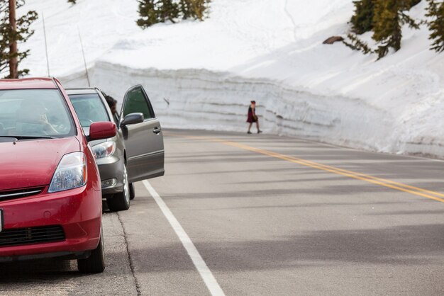 Road of snow wall