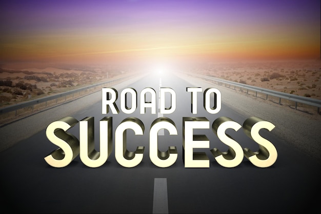 Road to success concept road 3D rendering