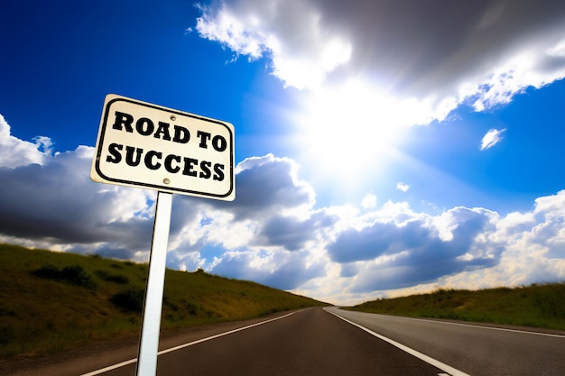 Road to success motivational card